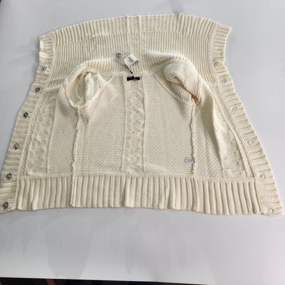 Express Women's Size S Small Sweater Cowl Neck Snap Button Cream 3/4 Sleeve 01 - Picture 12 of 14